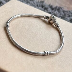 Pandora Sterling Silver Barrel Clasp Snake Chain Bracelet - 7 inches